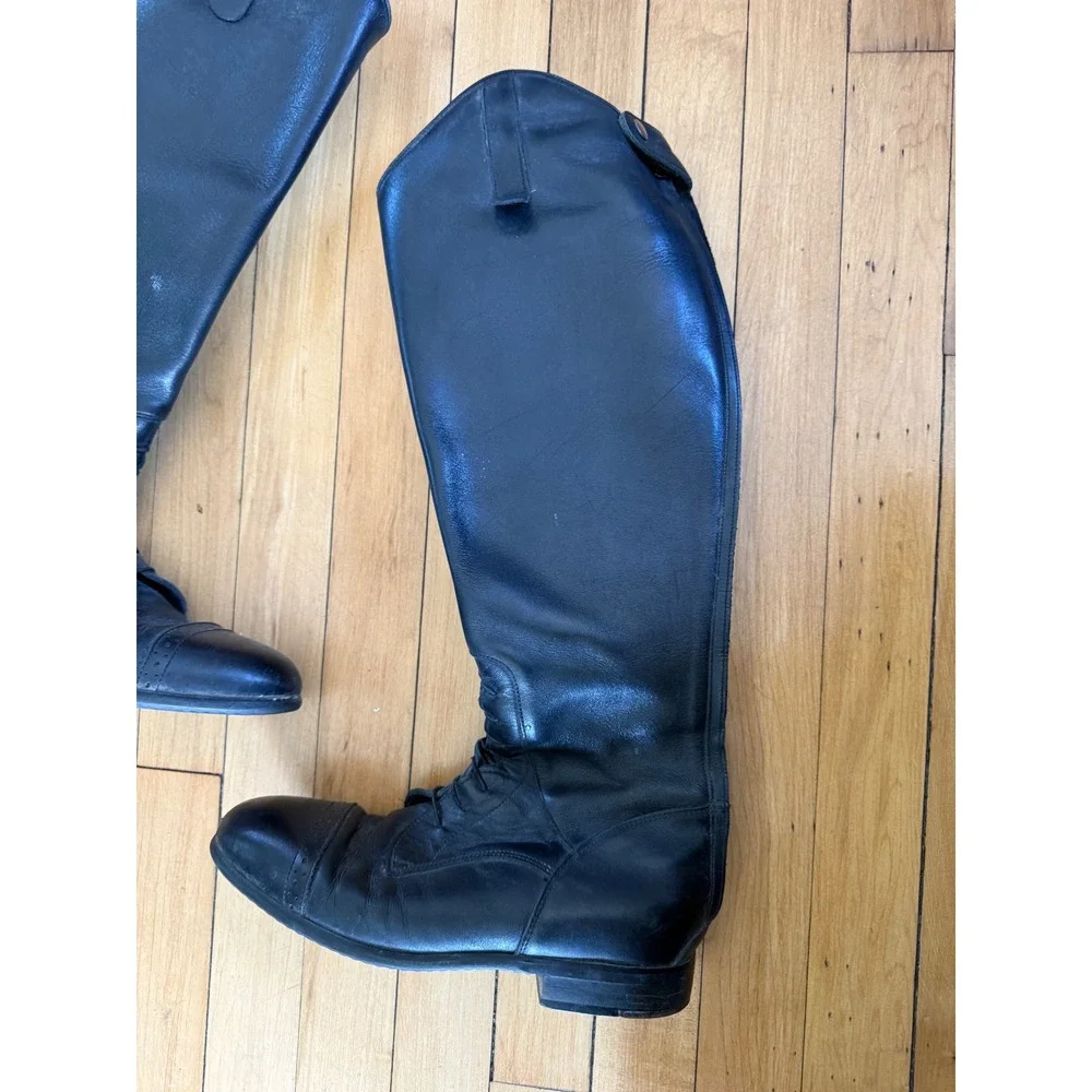 Rectiligne riding boots long black‎ leather equestrian riding boots